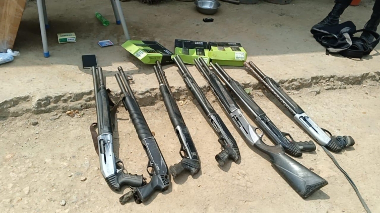 Weapons seized in massive galamsey sites raid at Ahanta West Source: Erastus Asare Donkor